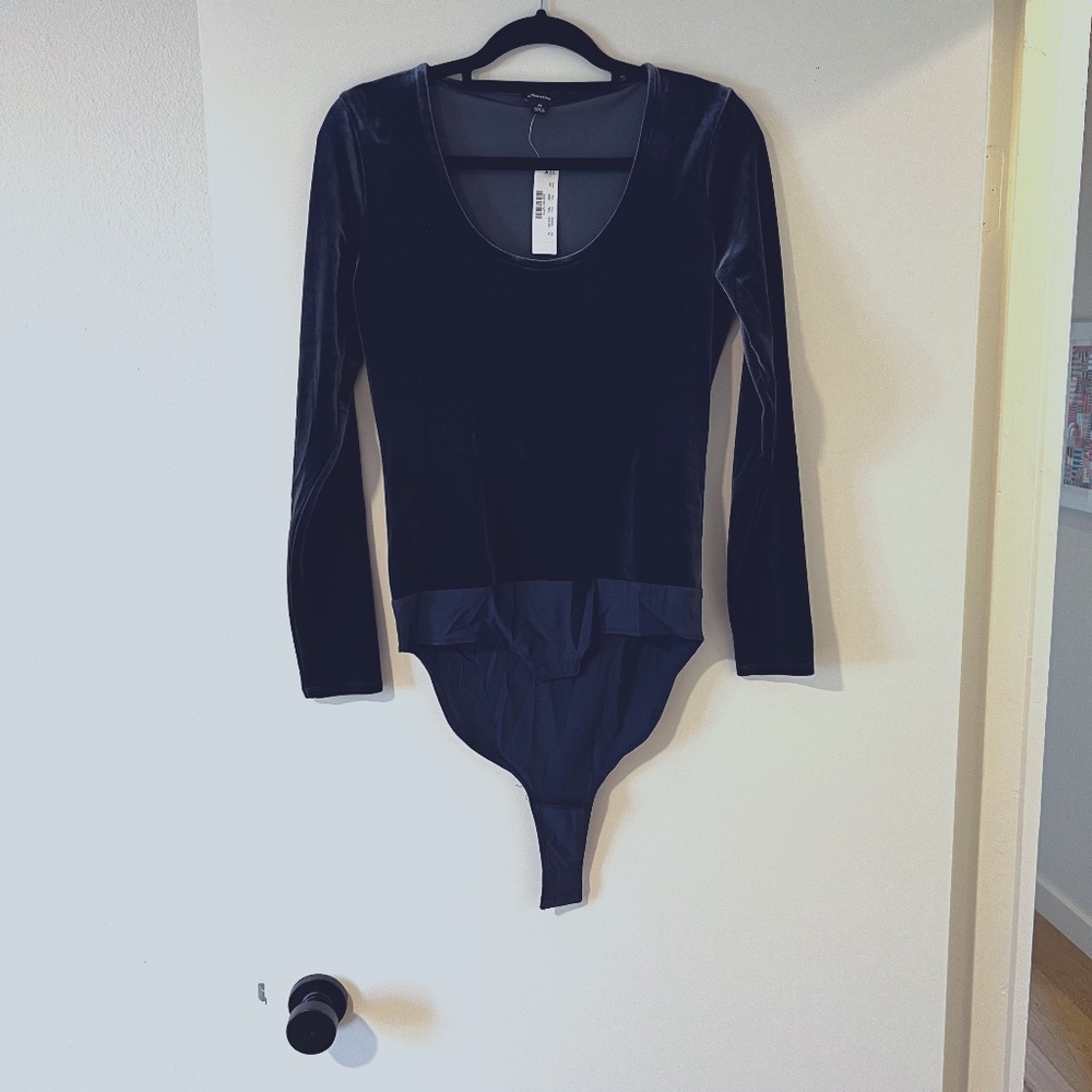 NWT navy velvet bodysuit J Crew